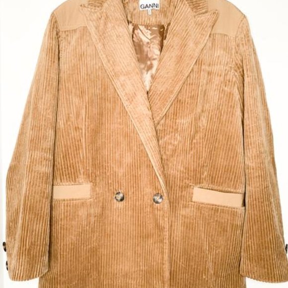 GANNI DOUBLE BREASTED CORDUROY BLAZER SZ 38 - Picture 2 of 4